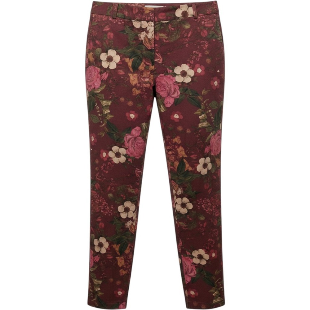 Talbots The Weekender Burgundy Floral Ankle Pants Size 6 Slim Tapered Chino